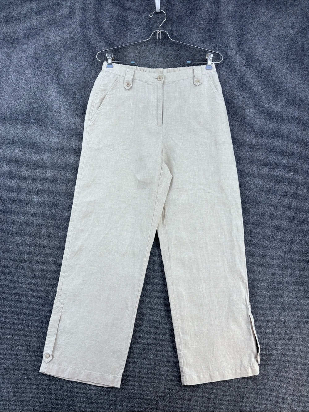 Liz Claiborne Coastal Lagenlook Beige Linen High Rise Crop Pants Women’s S